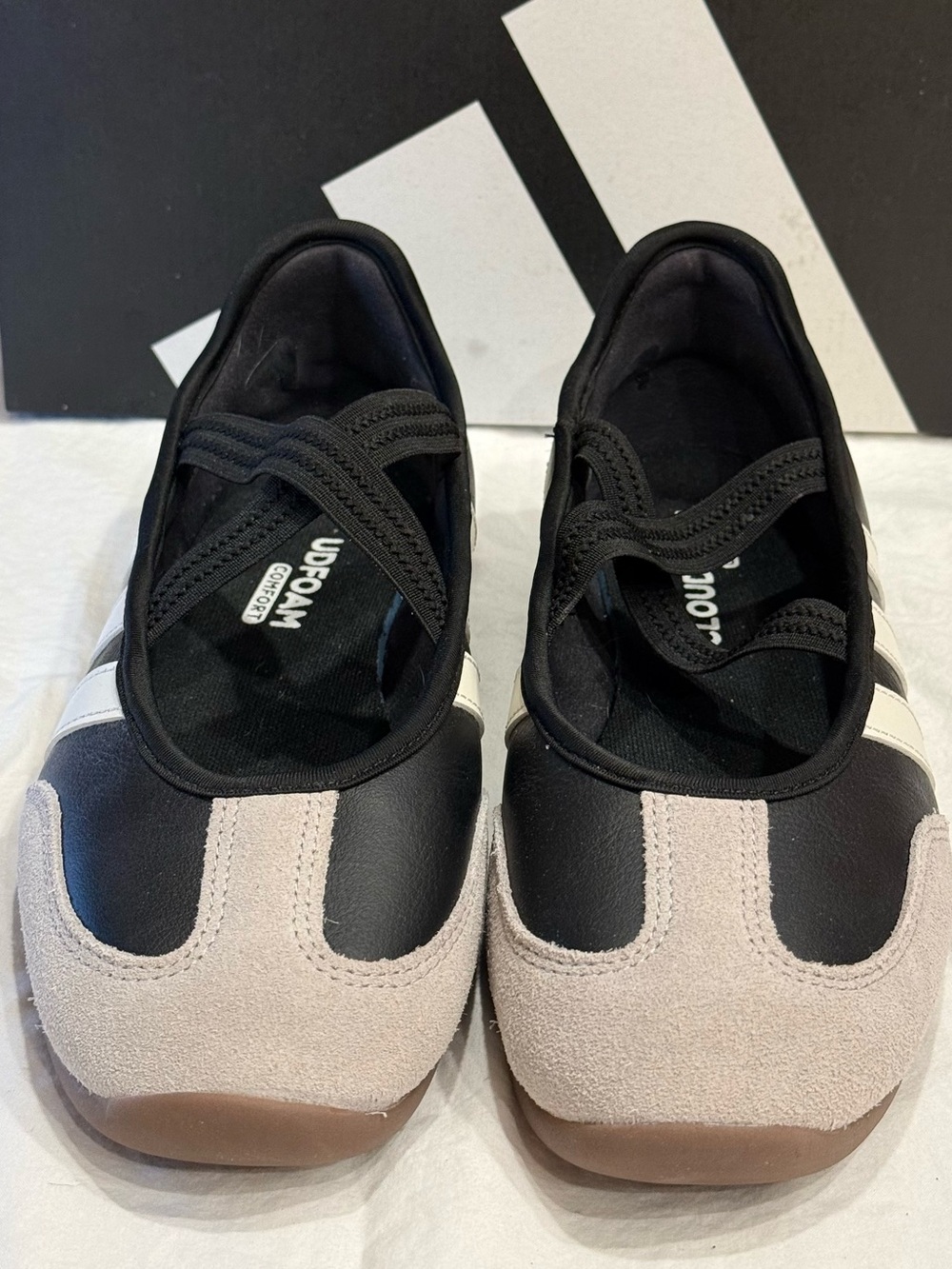 Adidas Barreda Black White & Gray Mary Jane Slip-On Sneakers Womens 10 Like New - Picture 8 of 8